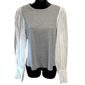 Fifteen Twenty contrast eyelet sleeve top NWT size L